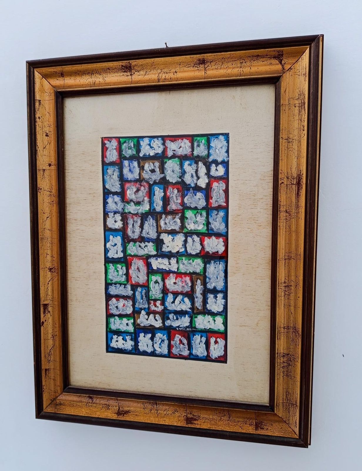Antal Birò Olio Su Tela Quadro Astratto 1975 Opera Unica Con Cornice