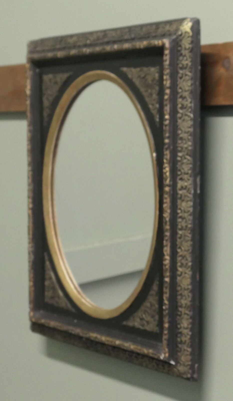 Stunning French Empire Gilt Brass And Black Lacquer Wall Mirror photo Home Decor