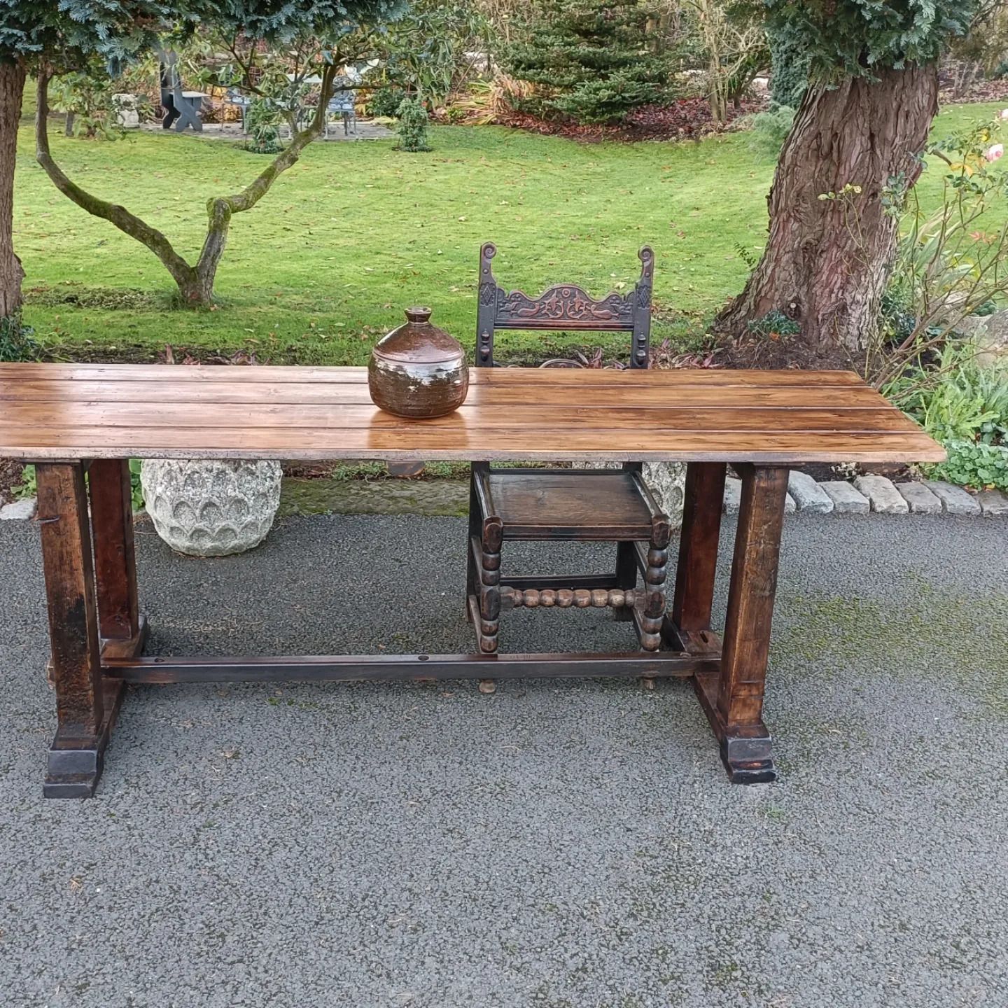 19c Mill Trestle Table, 1900s, Pine photo furniture