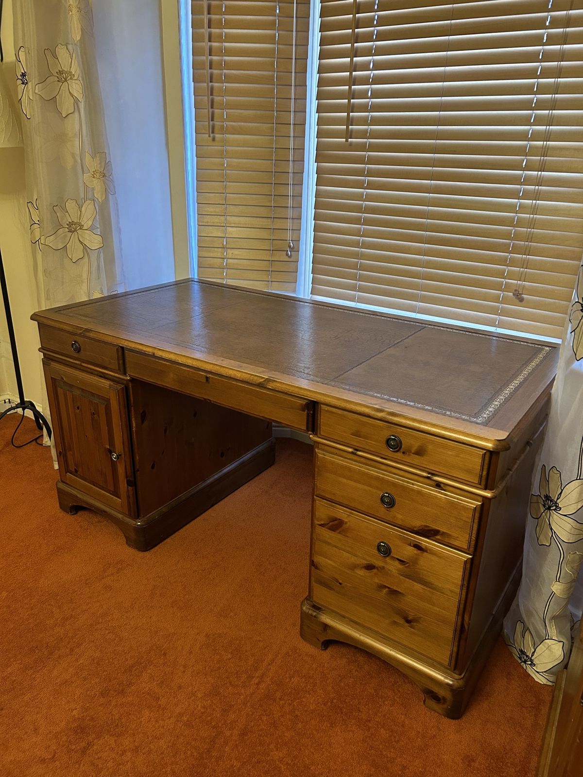 British Ducal Large Desk With File Drawer, Pull Out Keyboard Drawer And 3 Other Drawers photo furniture