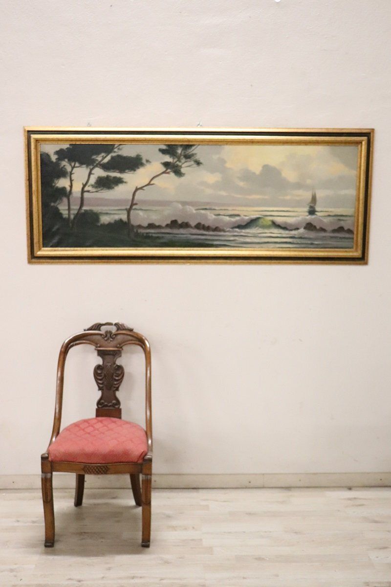 Seascape, Oil Painting On Canvas, 20th Century, Framed photo Art