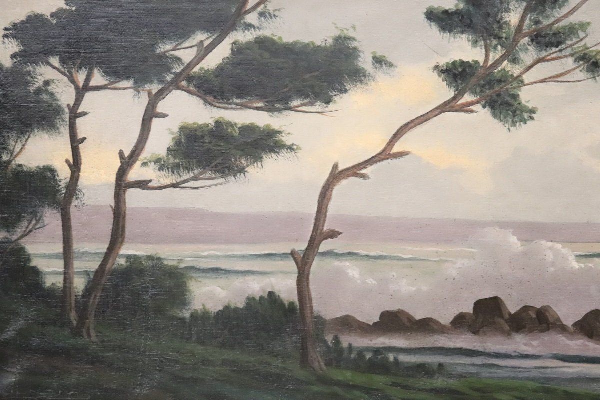 Seascape, Oil Painting On Canvas, 20th Century, Framed photo vintage
