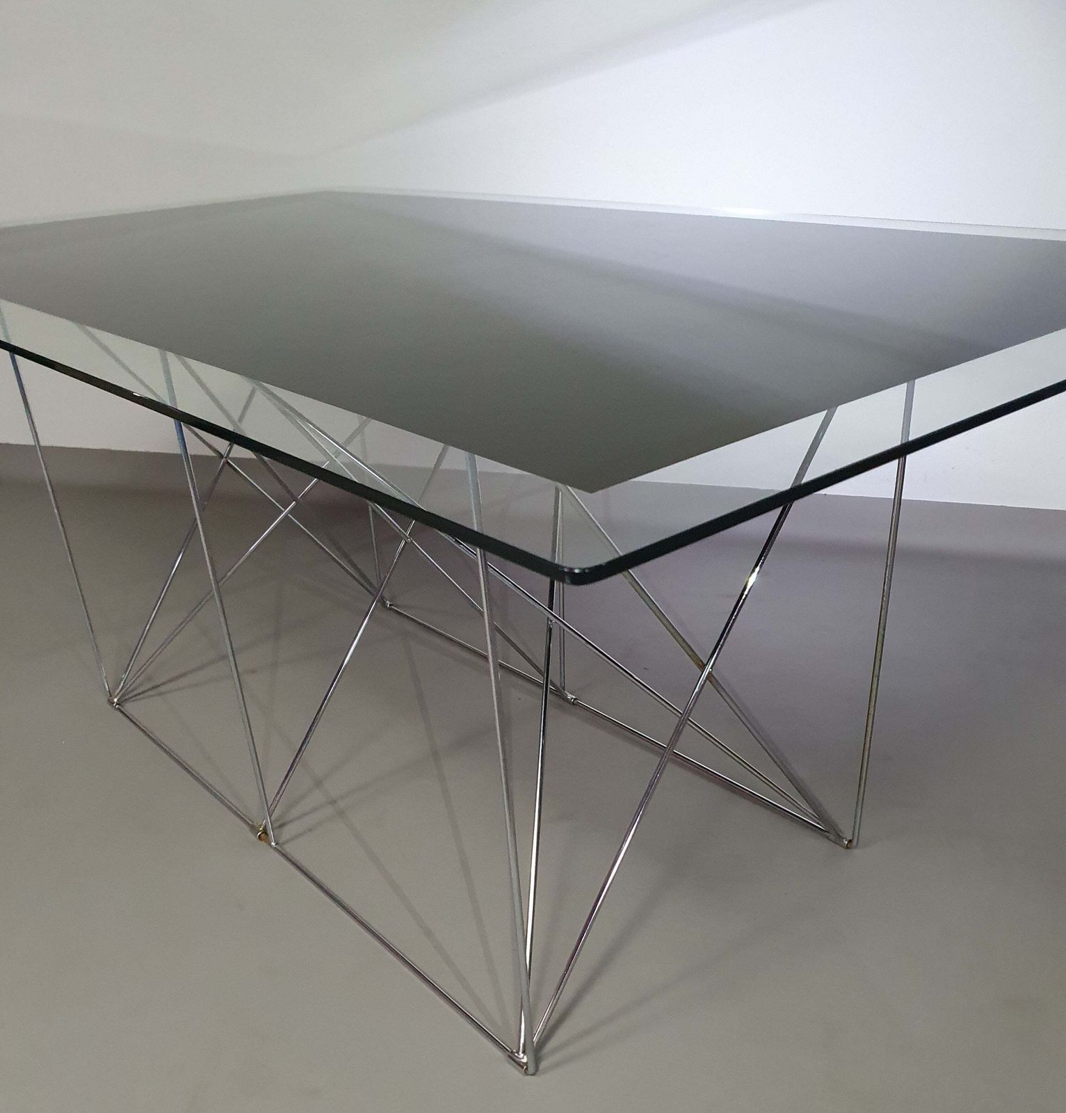 Steel And Glass Dining Table By Max Sauze For Max Sauze Studio, 1970s photo for sale