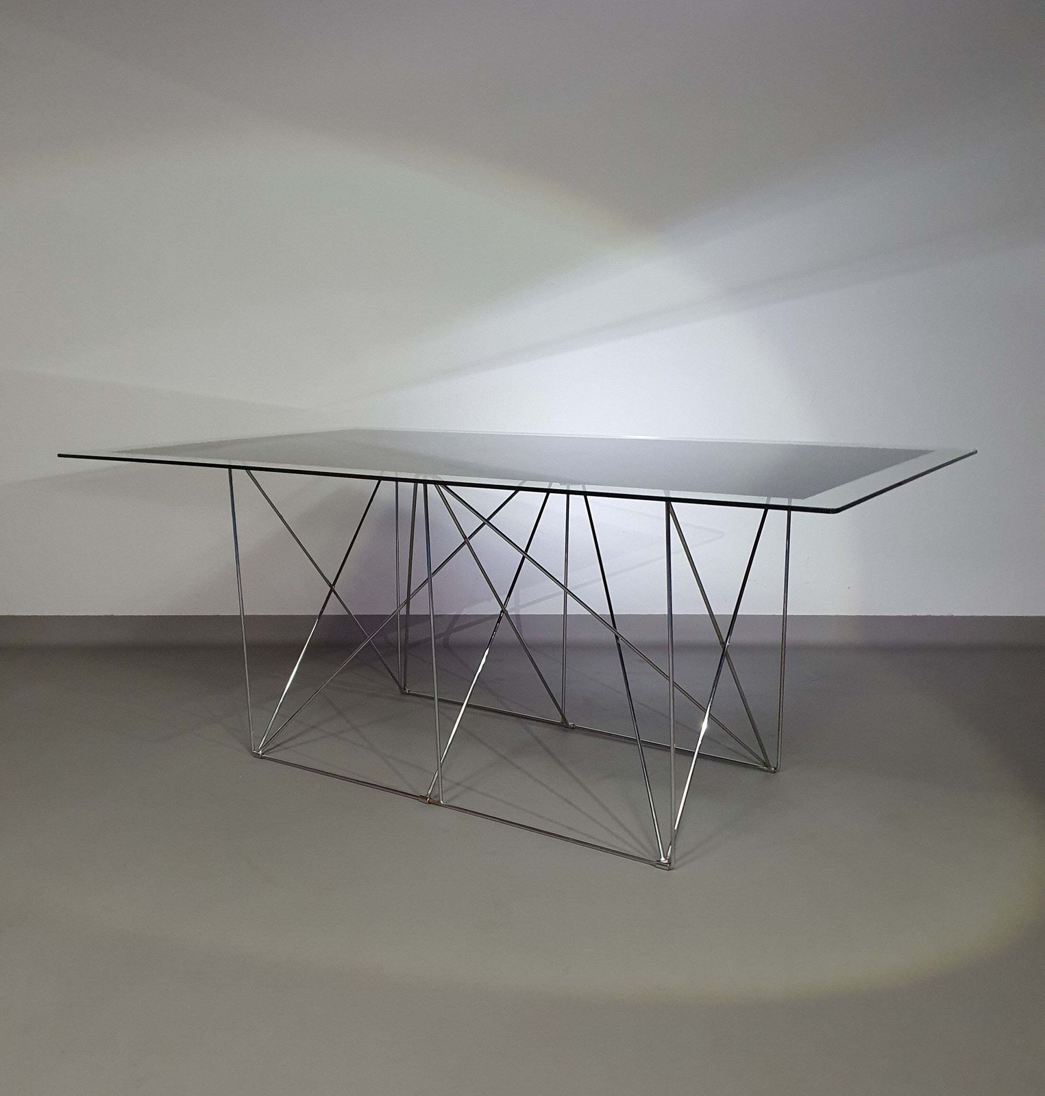 Steel And Glass Dining Table By Max Sauze For Max Sauze Studio, 1970s photo vinterior