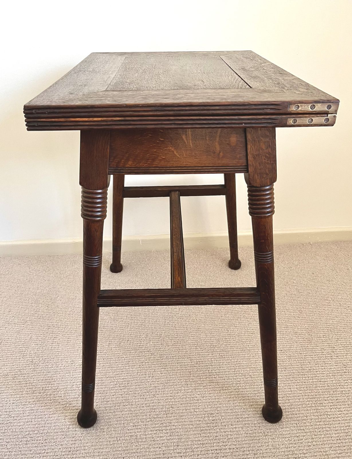 William Birch Oak Arts And Crafts Card Table Retailed At Liberty & Co photo for sale