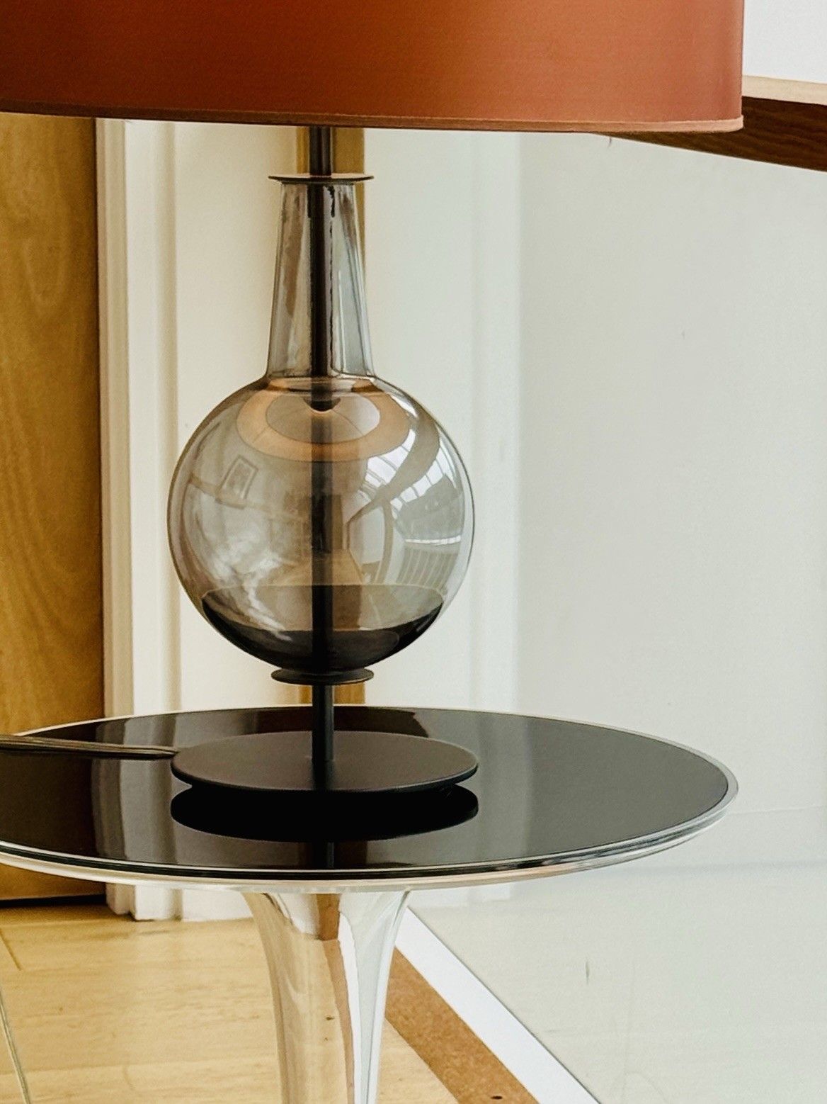 Original Desir Smoked Glass Table Lamp By Penta Designed By Gaia Bellavia 2003 photo vintage