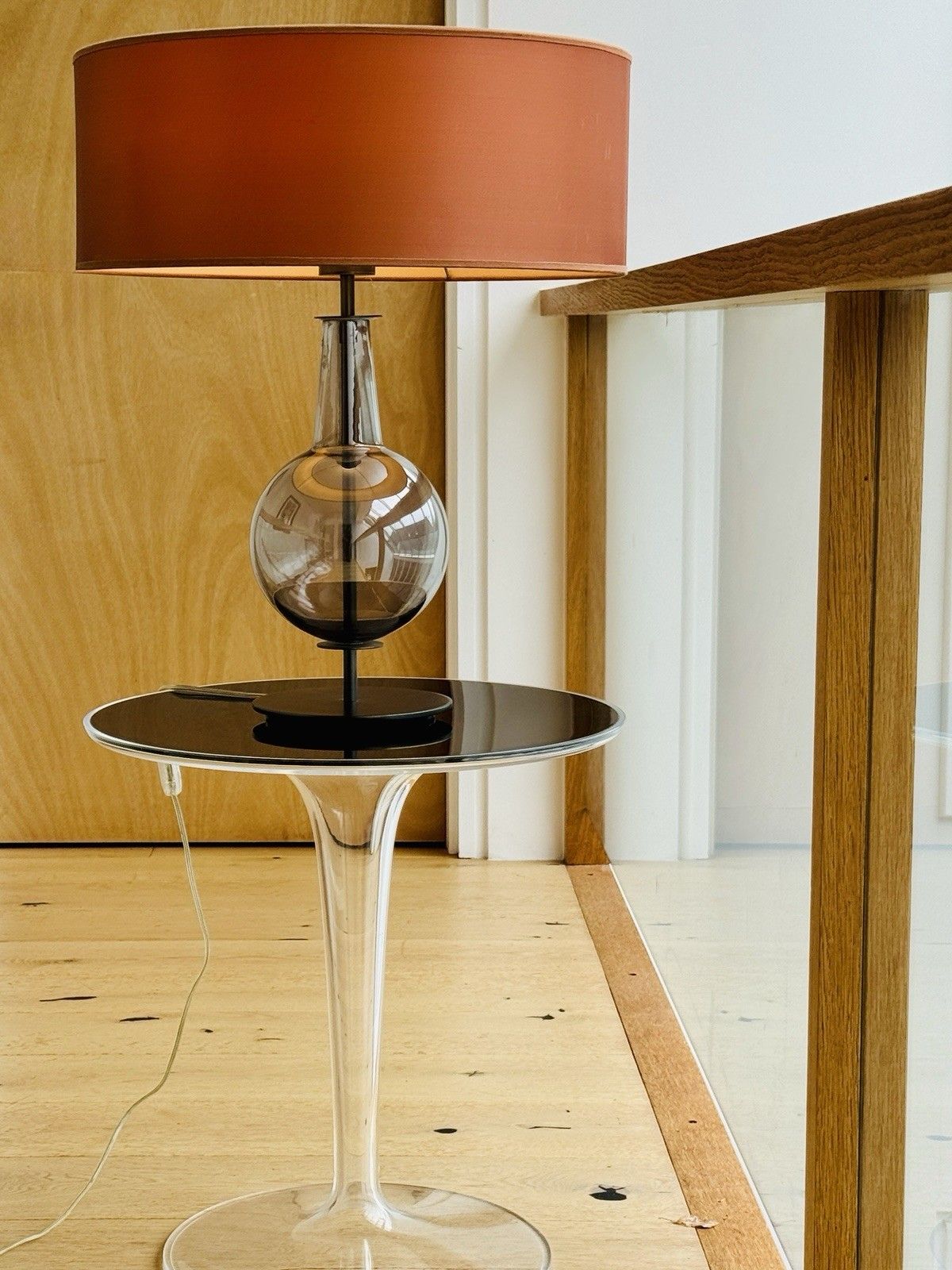 400.0 Original Desir Smoked Glass Table Lamp By Penta Designed By Gaia Bellavia 2003 photo