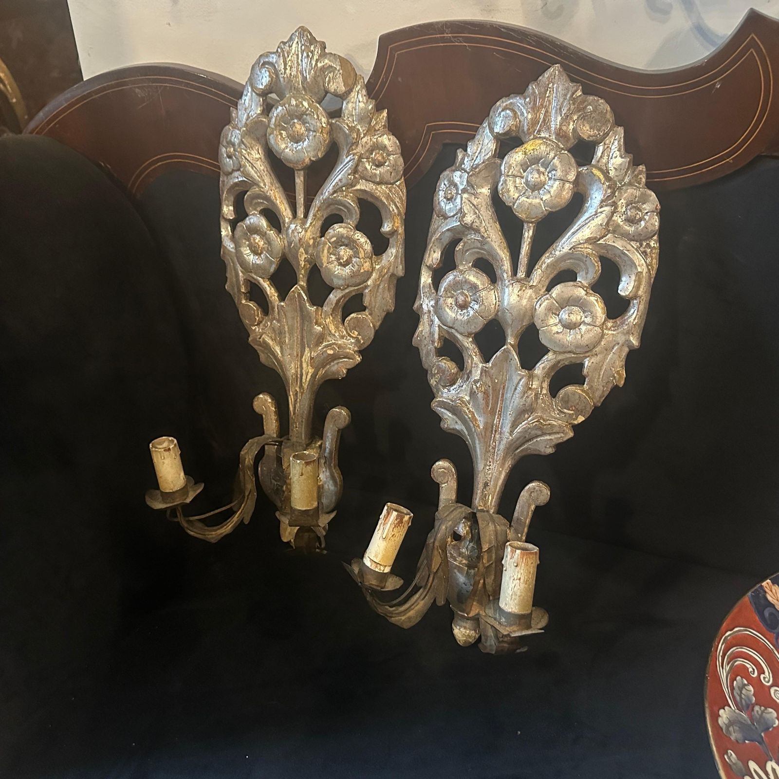 Authentic Louis XVI Silvered Linden Wood Sicilian And Iron Wall Candle Sconces photo Home Decor