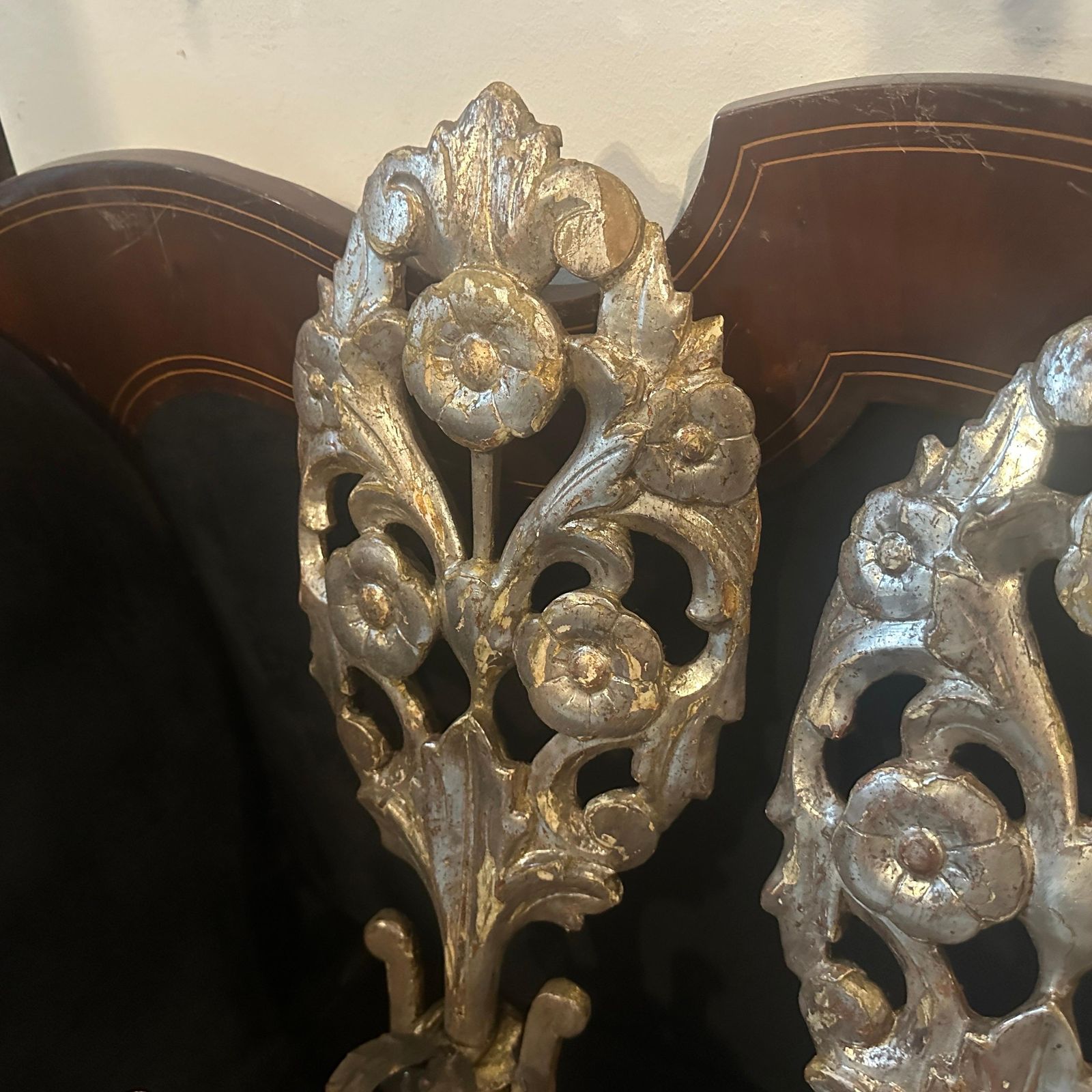 photo for sale Authentic Louis XVI Silvered Linden Wood Sicilian And Iron Wall Candle Sconces