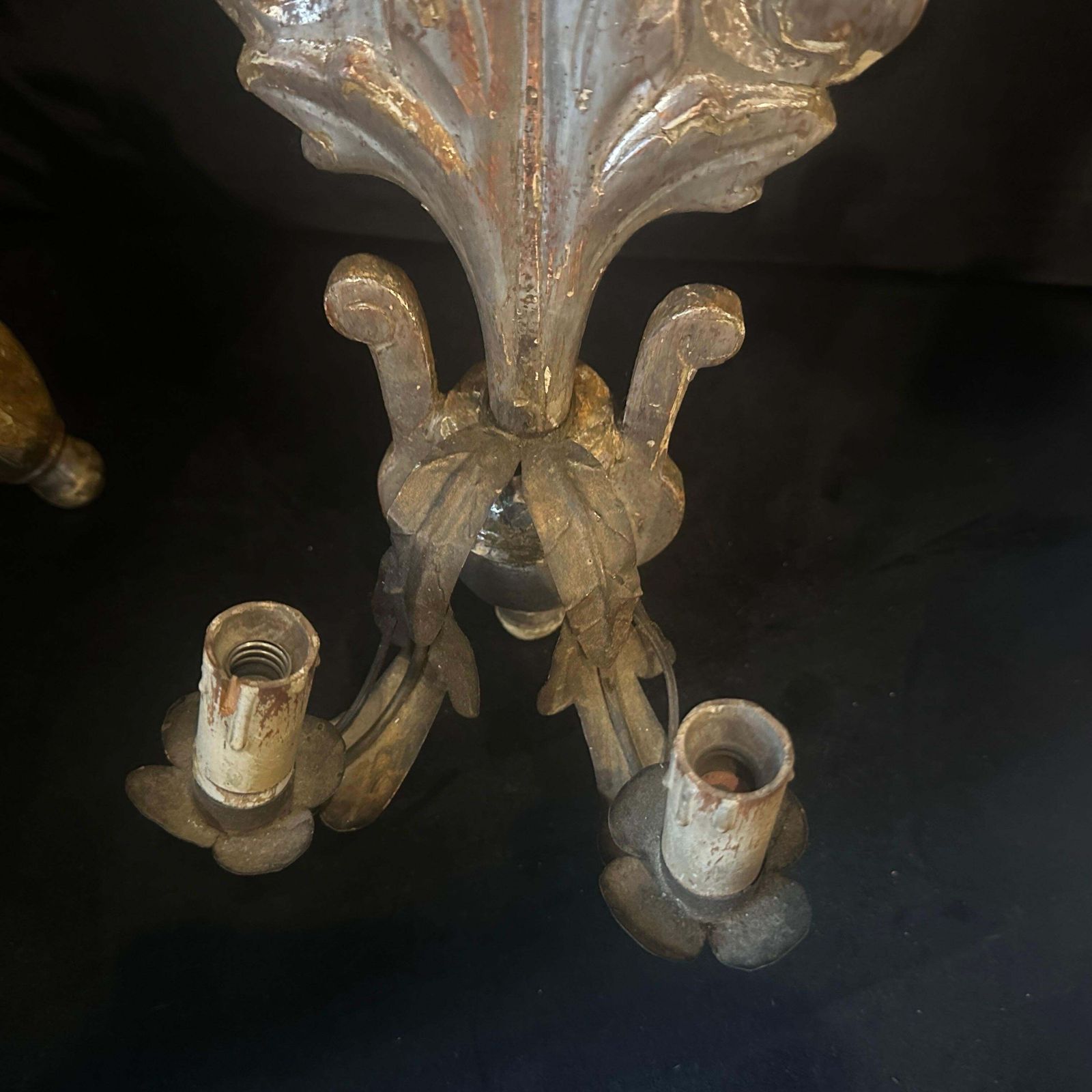 photo vinterior Authentic Louis XVI Silvered Linden Wood Sicilian And Iron Wall Candle Sconces