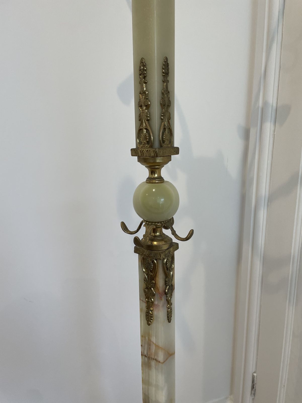 Stunning Vintage Italian Onyx & Brass Standing Coat Rack 1950s photo for sale