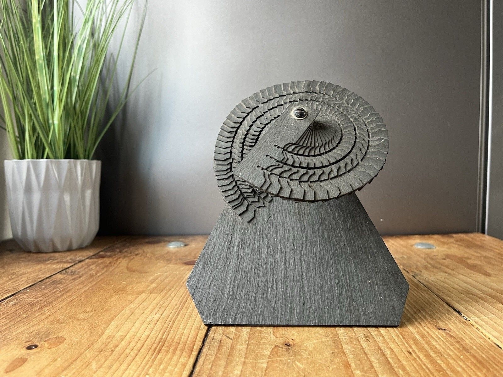 photo for sale Decorative Welsh Celtic Folk Art Carved Slate Fan   Quarryman Fireside Antique