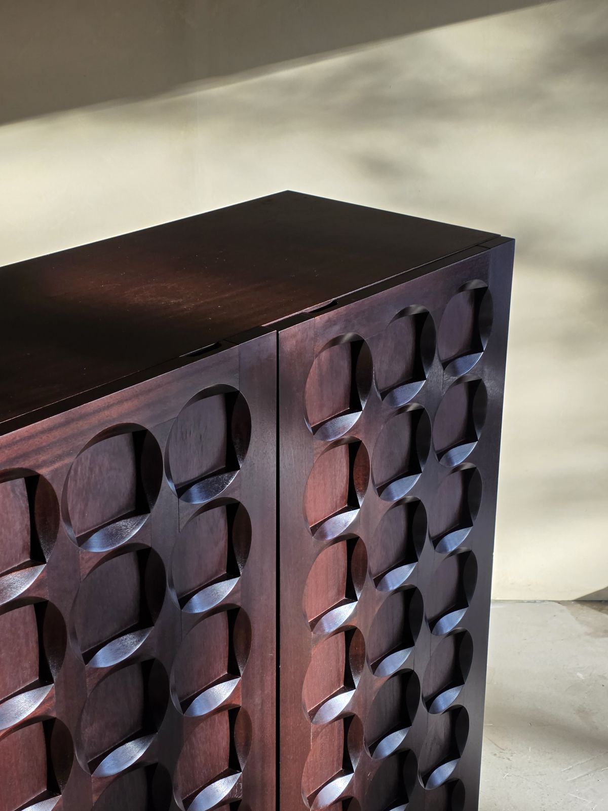 photo vinterior Brutalist Mahogany Bar Cabinet By Defour, Belgium, 1970s