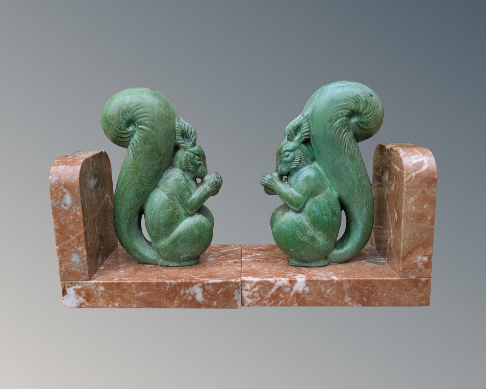 Good Pair Of Art Deco Marble Squirrel Bookends photo furniture