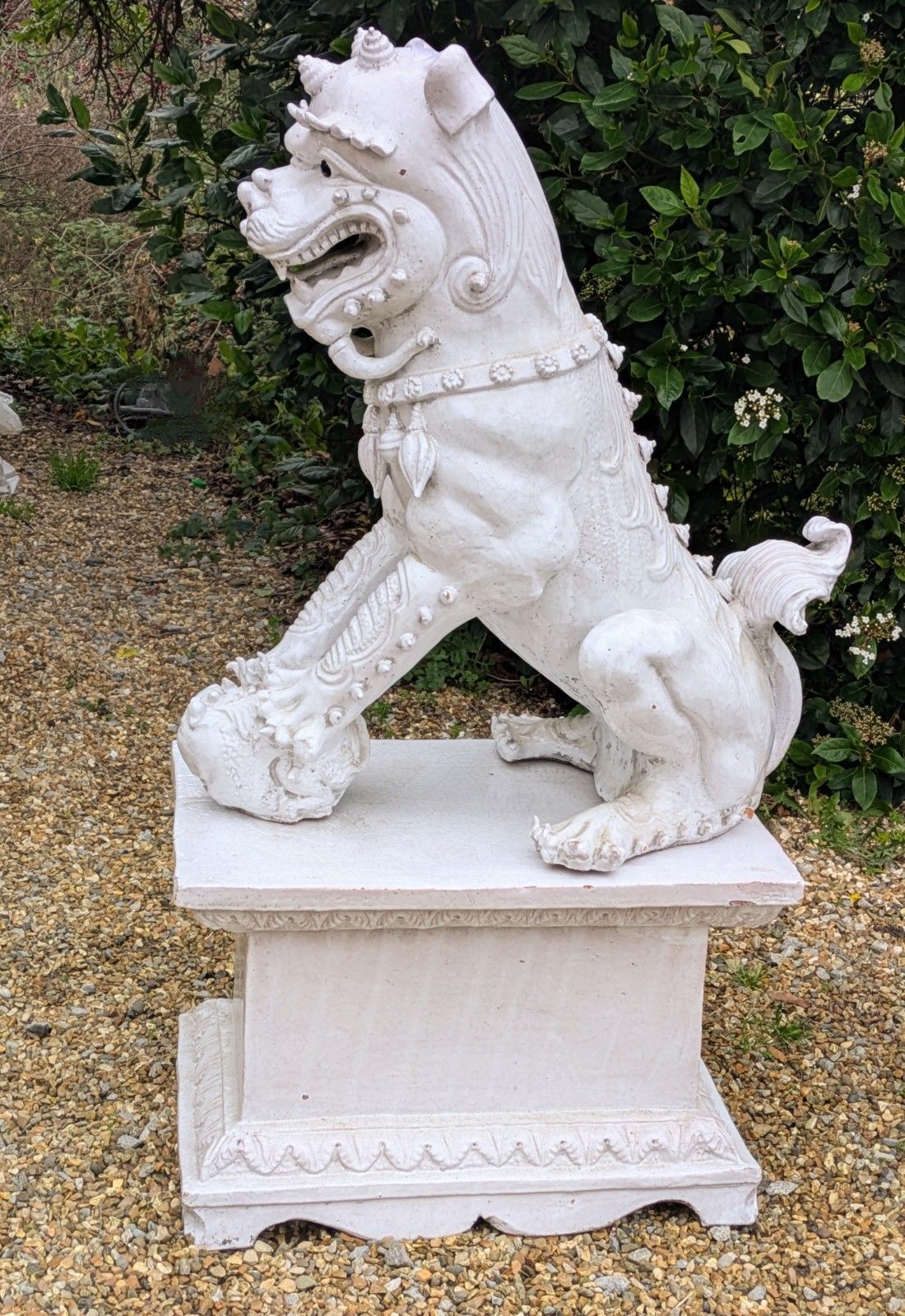 Imposing Antique Dogs Of Foe Glazed Terracotta Dragon Lions photo vintage