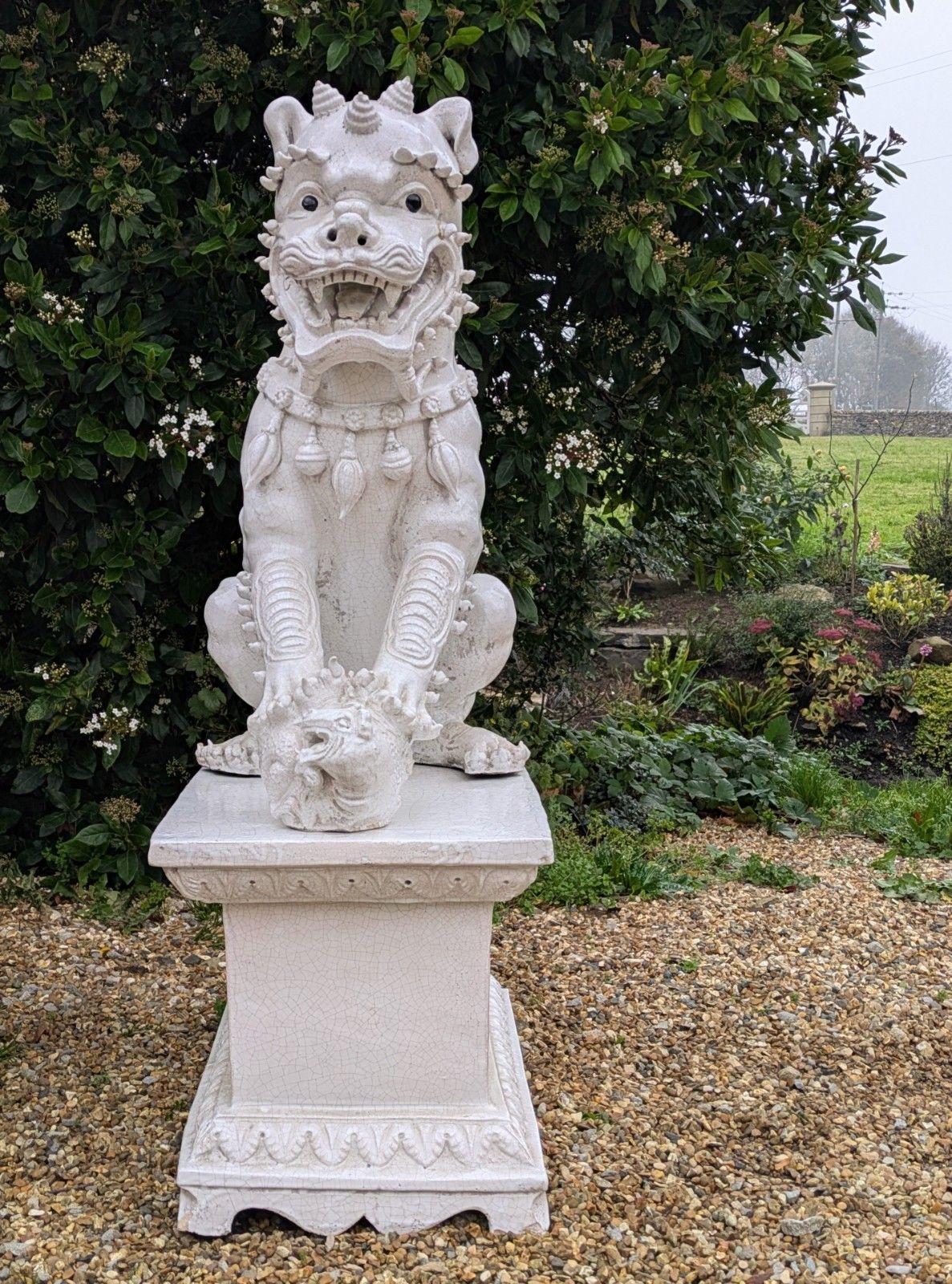 Art Imposing Antique Dogs Of Foe Glazed Terracotta Dragon Lions photo