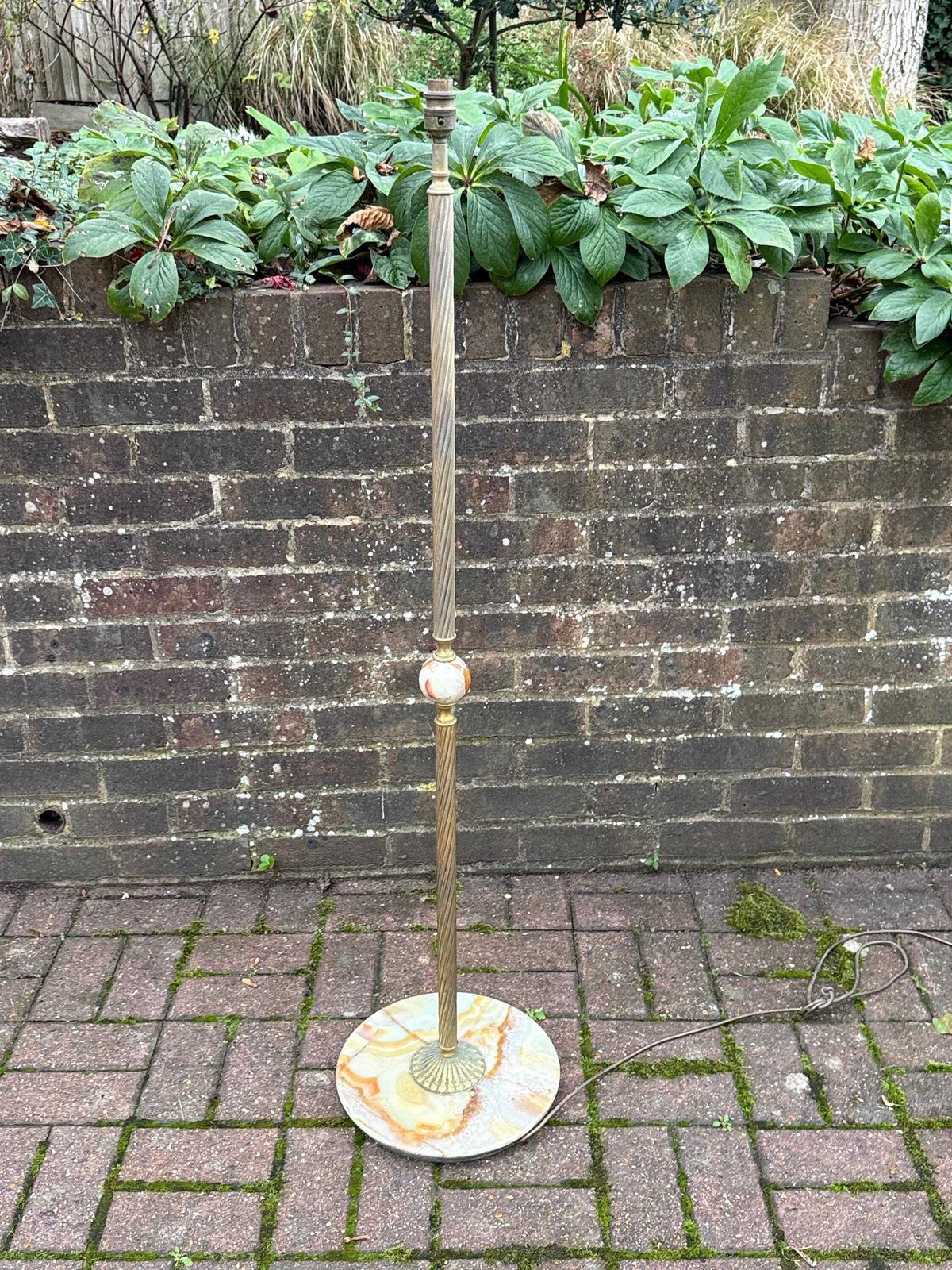 Vintage 1950s Italian Onyx & Brass Floor Lamp – Mid Century Standing Light With Marble Base; Pat Tested And Working Vintage Floor Lamp photo furniture