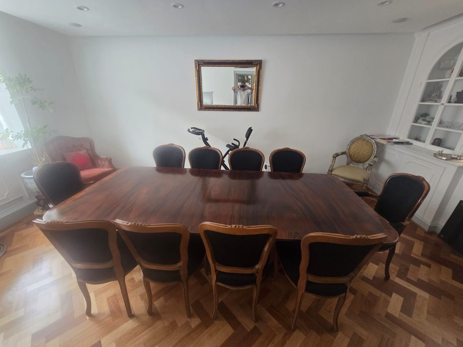Set 10 Dining Chairs Mahogany And Cushioned Shield Back photo vinterior