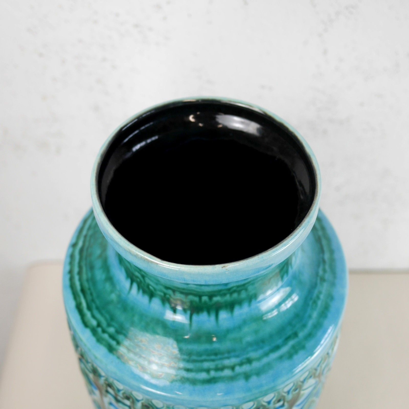 Ex Large Vintage Mid Century Blue Green Vase West Germany Scheurich 50cm #103026 photo vintage