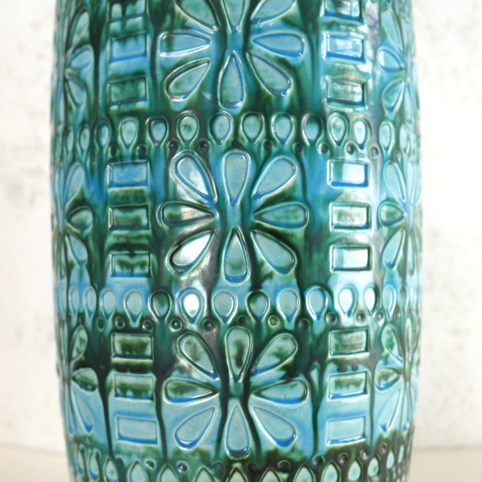 250.0 Ex Large Vintage Mid Century Blue Green Vase West Germany Scheurich 50cm #103026 photo