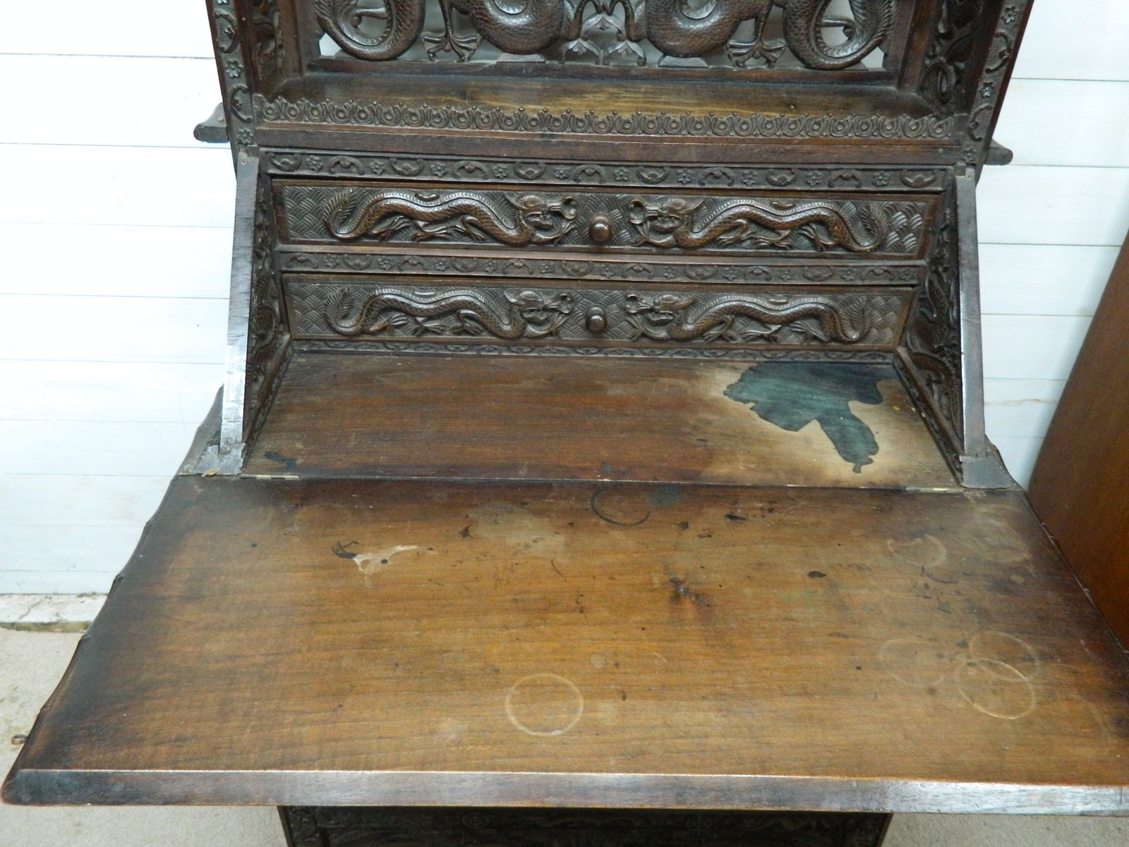Furniture Antique Chinese Dragon Carved Bureau photo