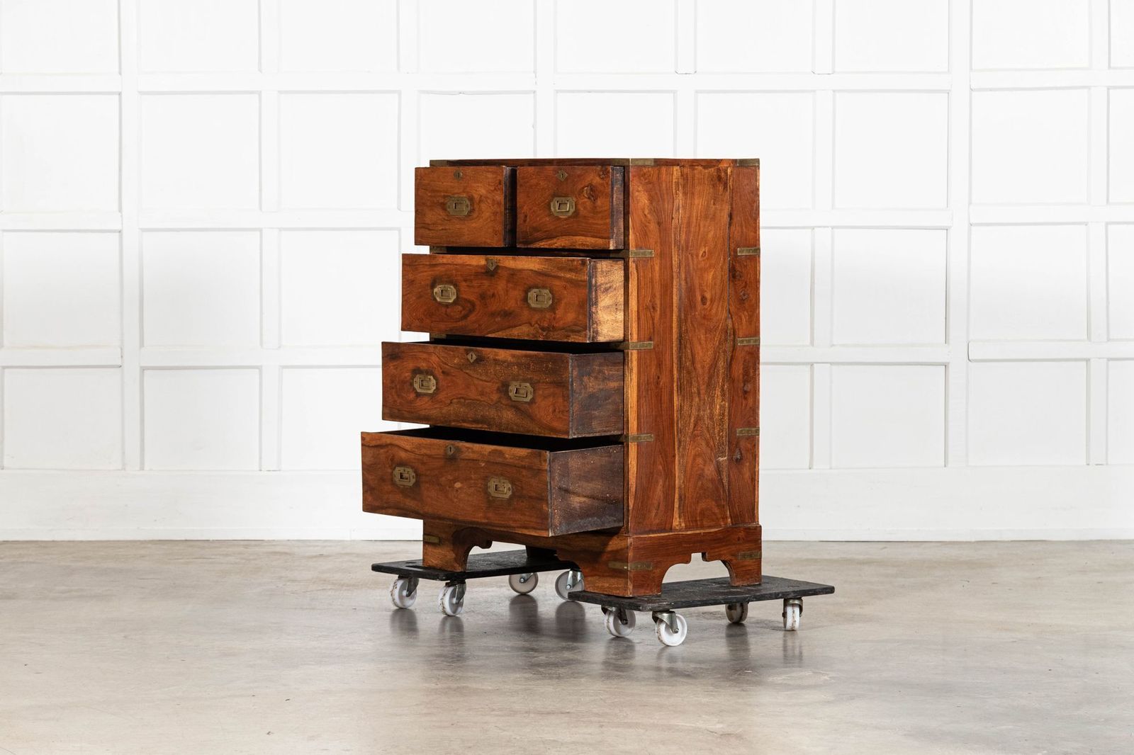 19thc English Walnut Campaign Chest Drawers photo Furniture