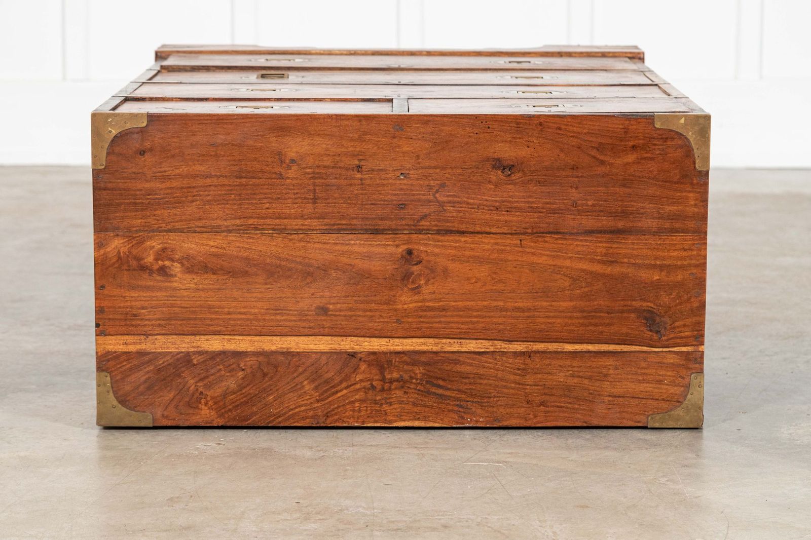 3393.0 19thc English Walnut Campaign Chest Drawers photo