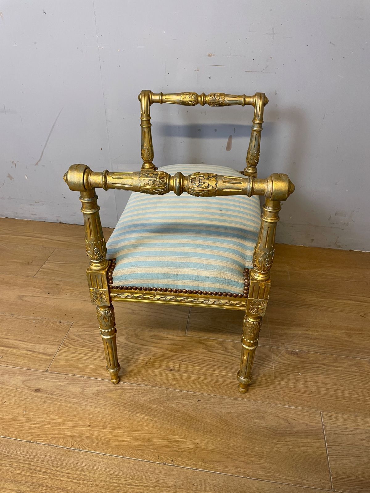 Louis XVI Style French Gilded Window Seat Circa 1900 photo vintage