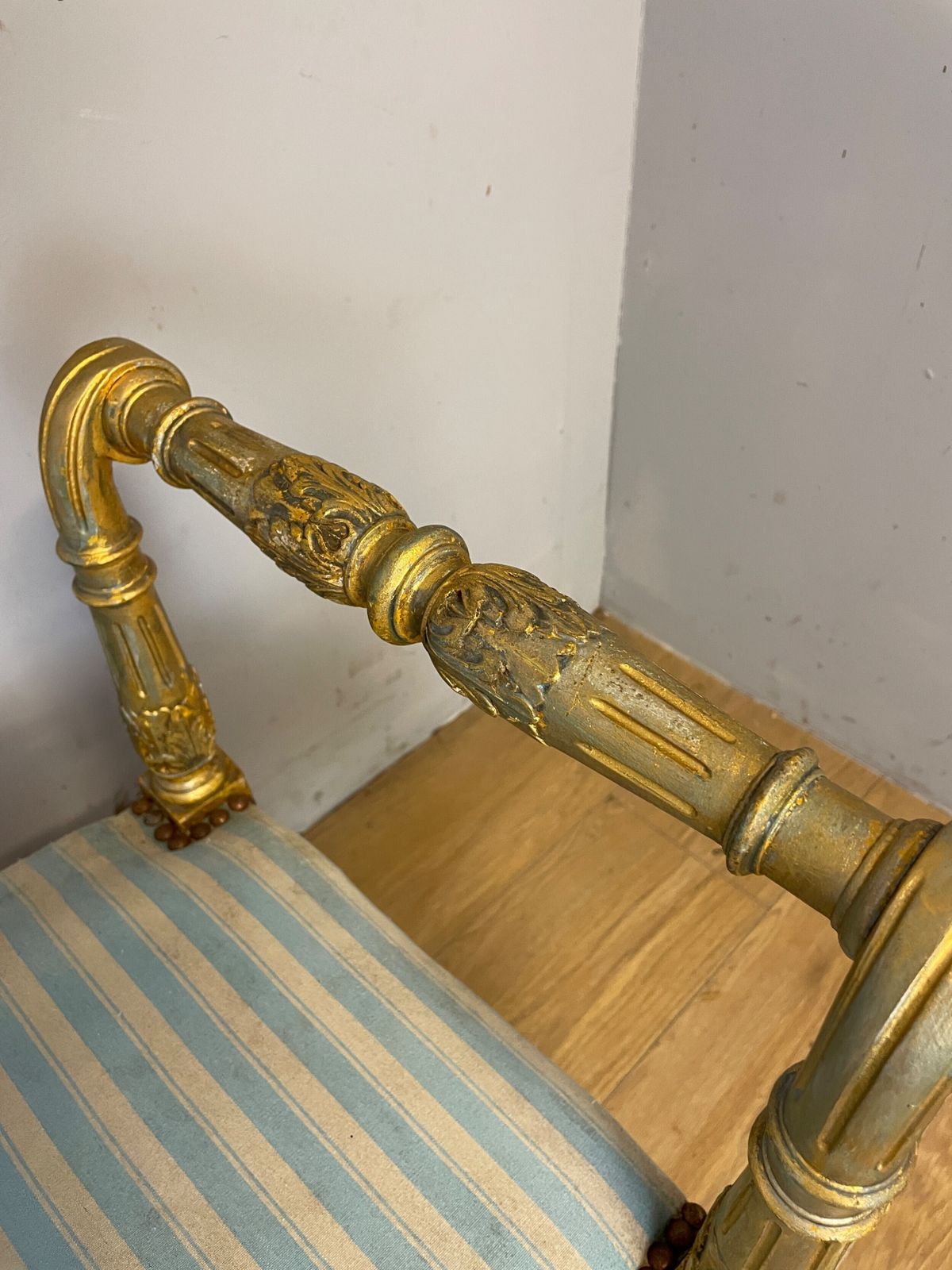 Furniture Louis XVI Style French Gilded Window Seat Circa 1900 photo