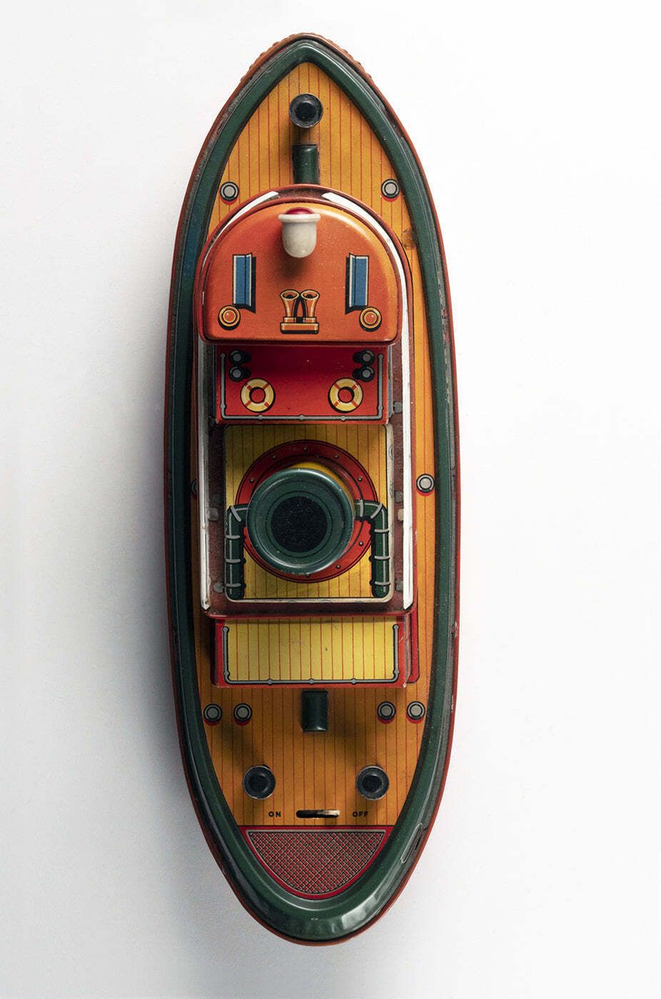 Tin Toy Tugboat, 1960s, Japan, Vintage photo furniture