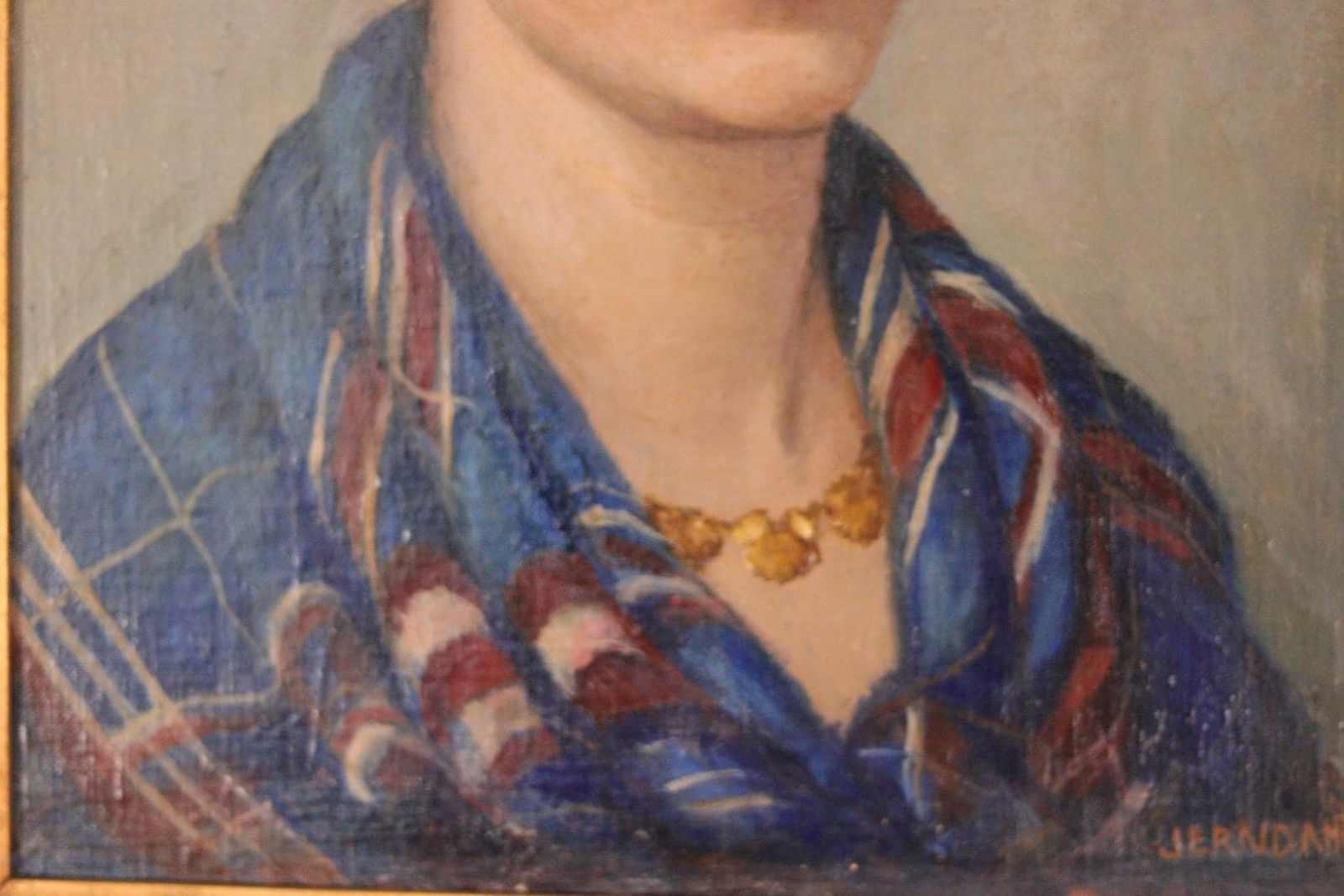 Art Original Swedish Oil On Panel – “Portrait Of Lilly Lundberg” By Maj Jerndahl – Vintage & Framed – 57.5 × 49.5 Cm (22.6" × 19.5") photo