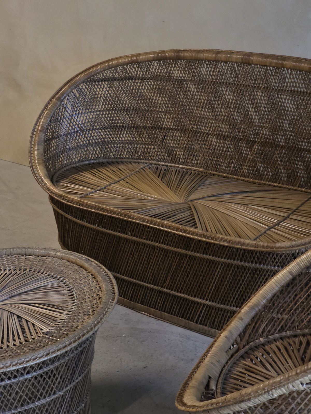 Vintage Rotan Loungeset, Ca. Jaren 1970 photo Meubels