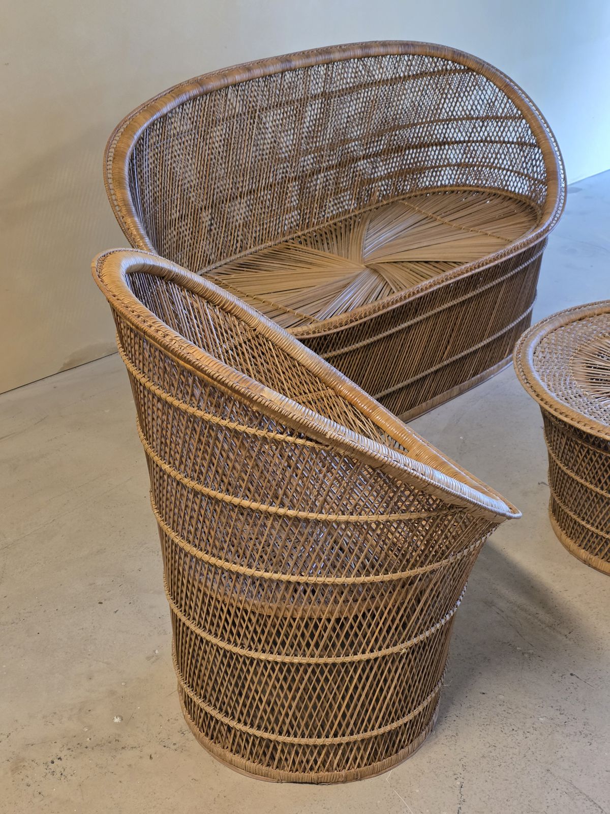 Vintage Rotan Loungeset, Ca. Jaren 1970 photo buy
