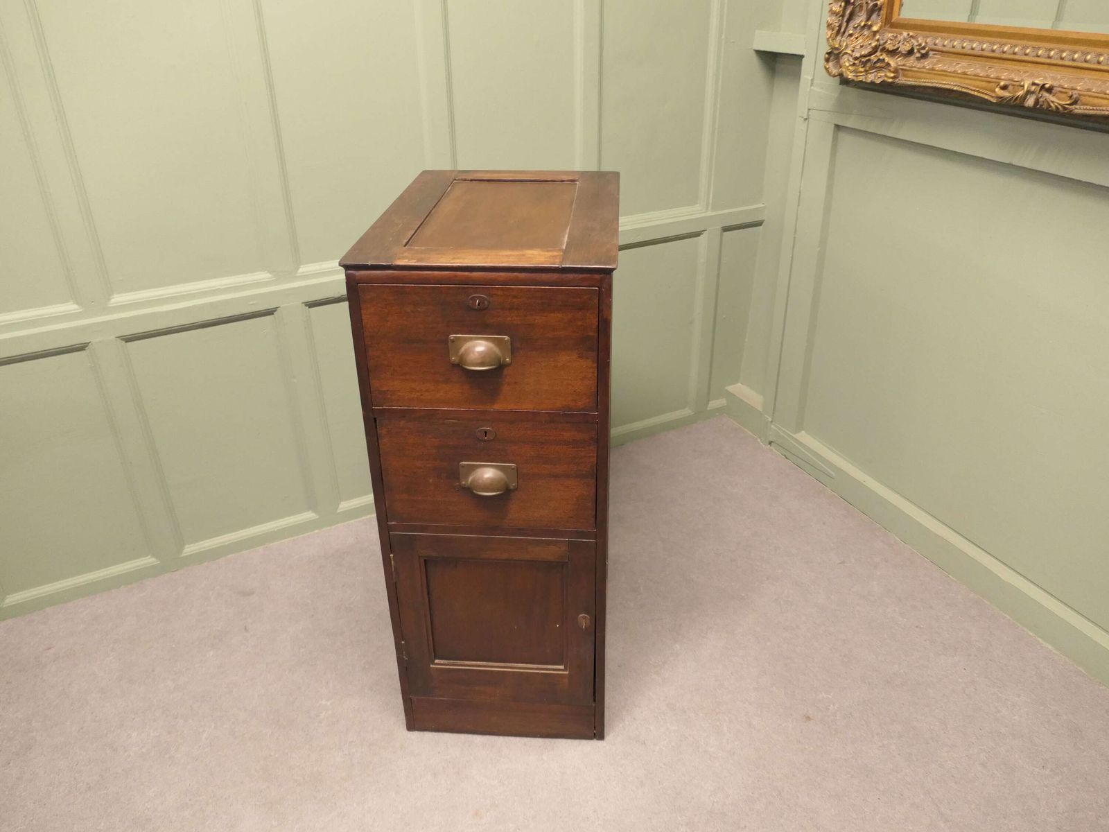 19th Century Heavy Banker’s Drawers And Safe Cupboard Pedestal, Strong Cupboard photo for sale