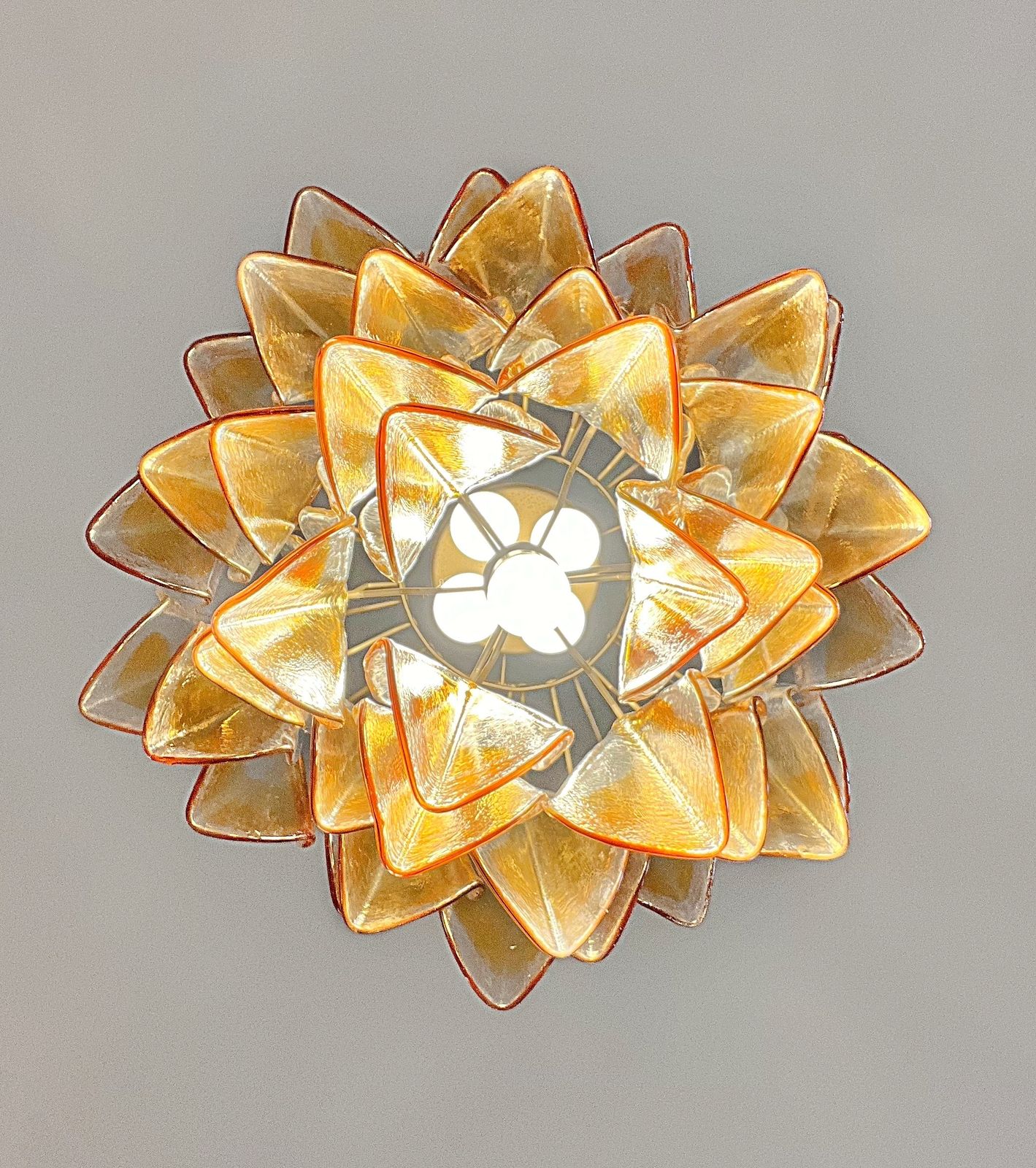 photo furniture Italian Vintage Murano Chandelier   Mazzega   41 "Rondini" Amber Glass