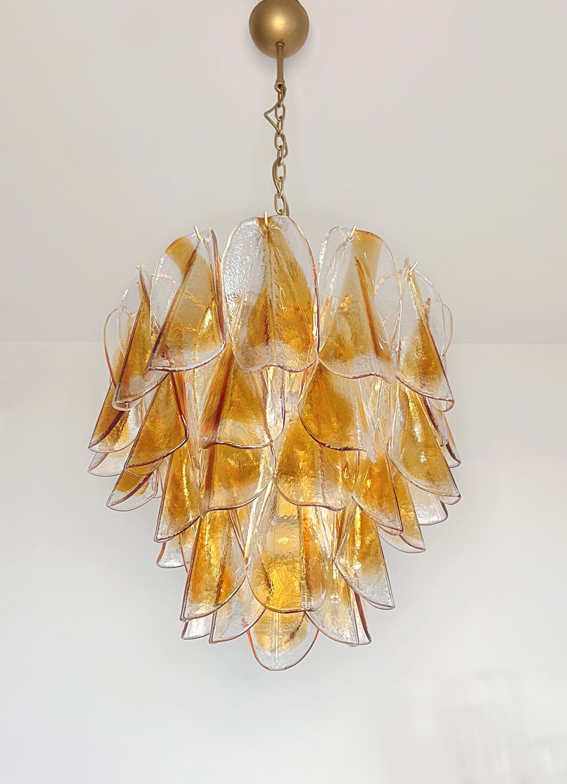 Lighting Italian Vintage Murano Chandelier   Mazzega   41 "Rondini" Amber Glass photo