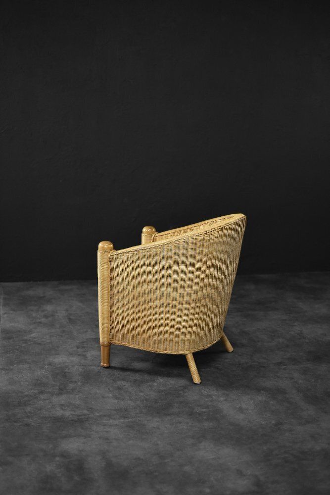 Vintage Italian Boho Rattan Barrel Chair, 1970s photo 1024.0