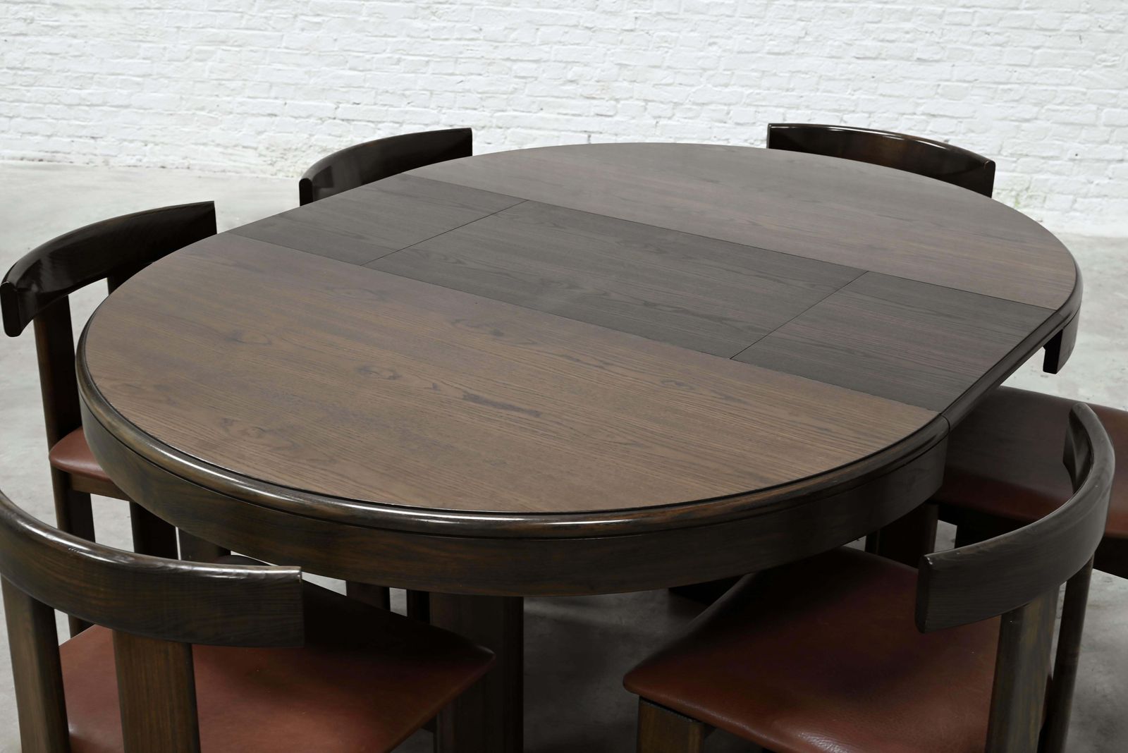 8370.0 Dining Set By Luigi Vaghi For Former With Six Leather Chairs, Italy 1960's photo