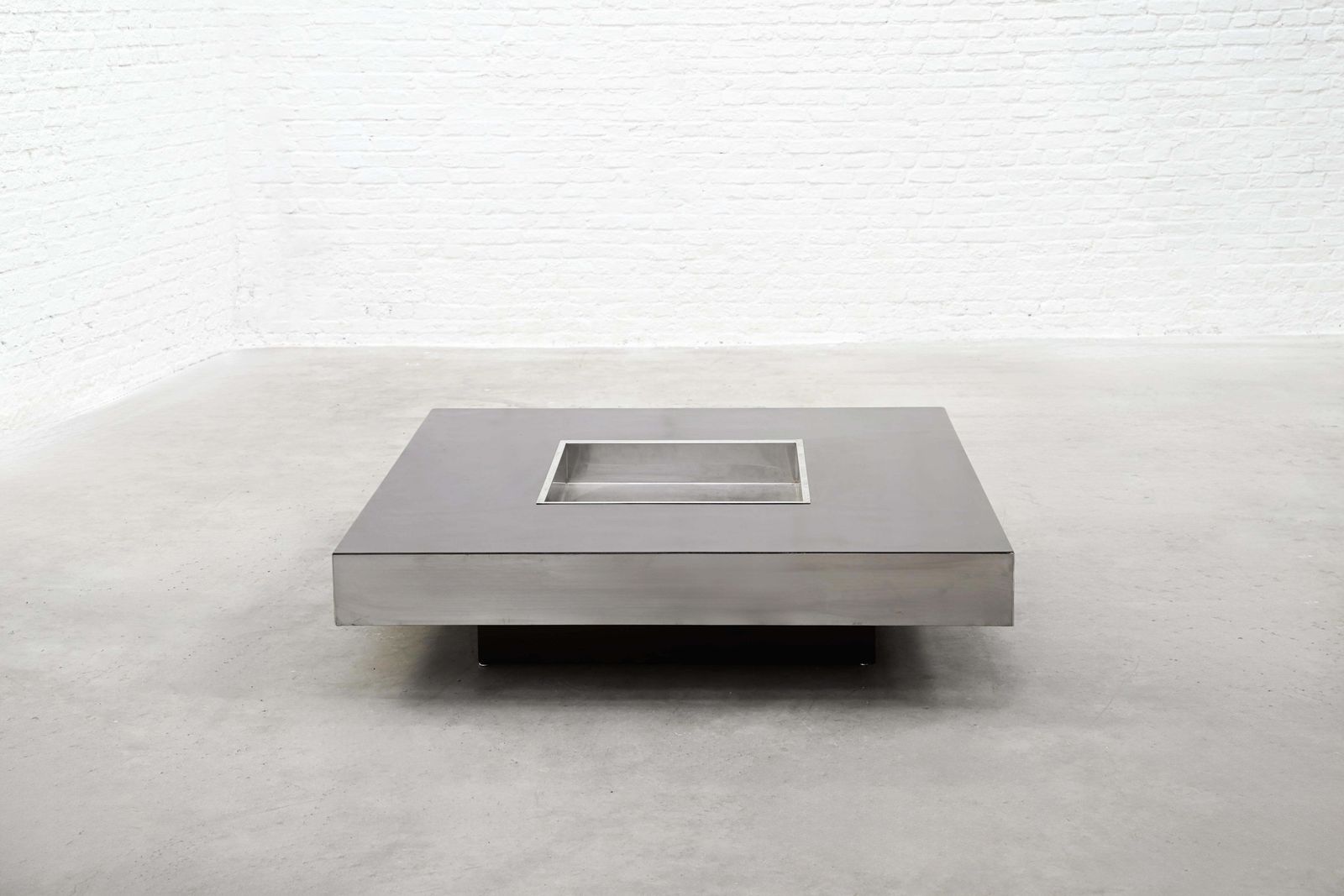 Chrome Coffee Table With Integrated Bar In The Style Of Willy Rizzo, 1970s photo furniture