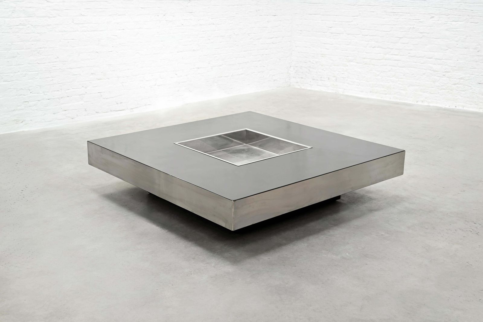 Chrome Coffee Table With Integrated Bar In The Style Of Willy Rizzo, 1970s photo Furniture
