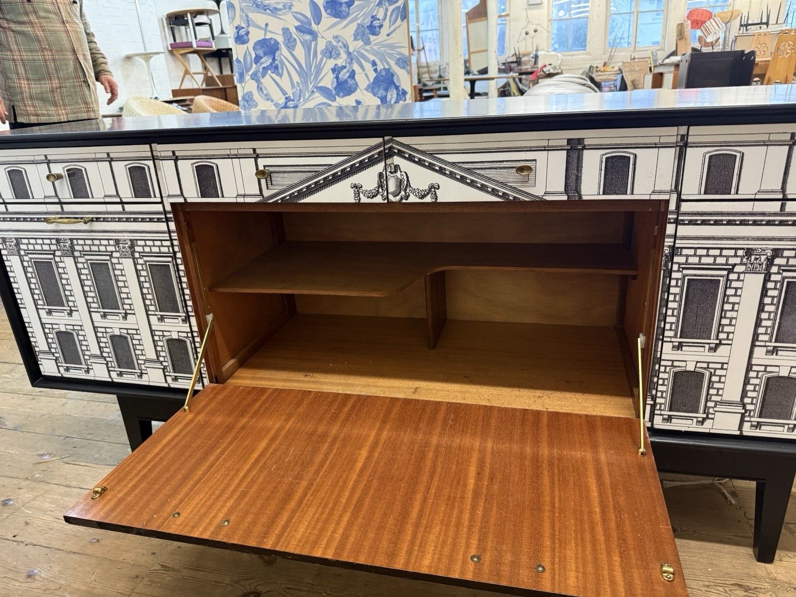 Vintage Sideboard Console 1950s 60s Italian Fornasetti Era Credenza photo for sale