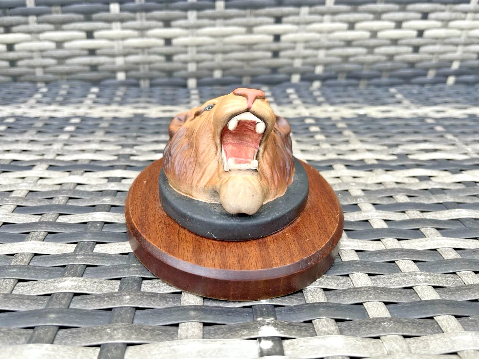 55.0 Rare Beswick Matt Lion Mask Head Wall Plaque Teak Mounted Wild Animals Series photo
