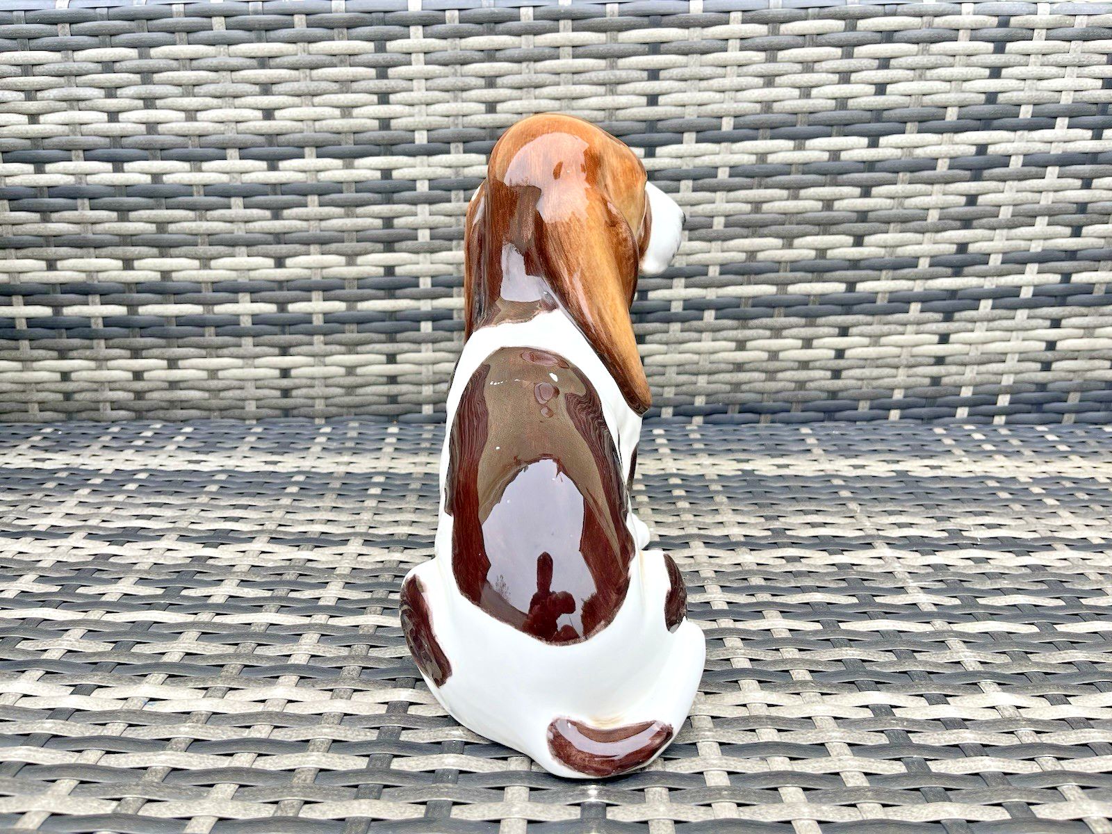 Cute Large Vintage Italian Pottery Fireside Sitting Basset Hound Dog Ornament photo buy