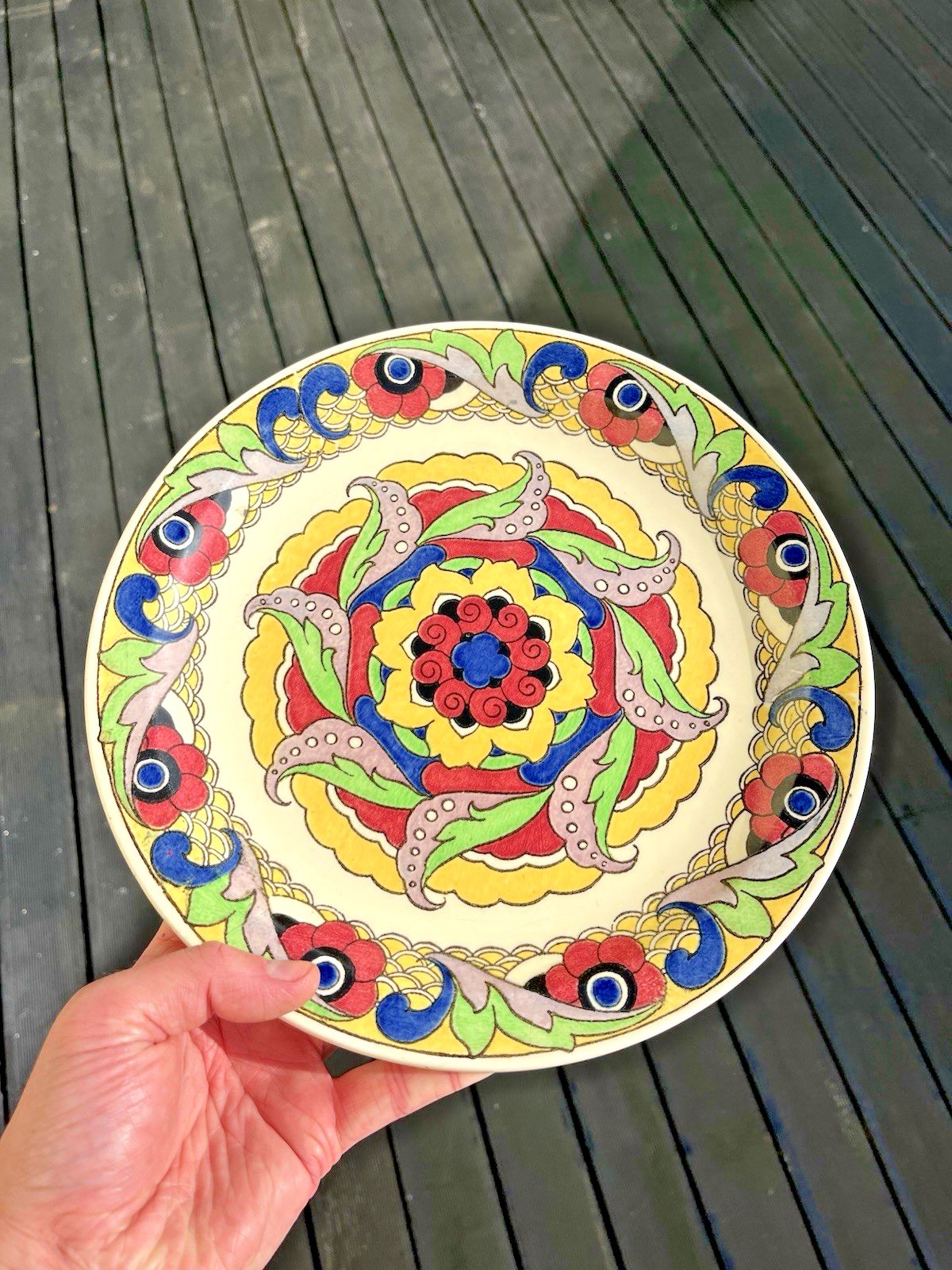 Antique Art Deco Royal Doulton Floral Iznik Geometric X Series Plate D5106 30's photo 55.0