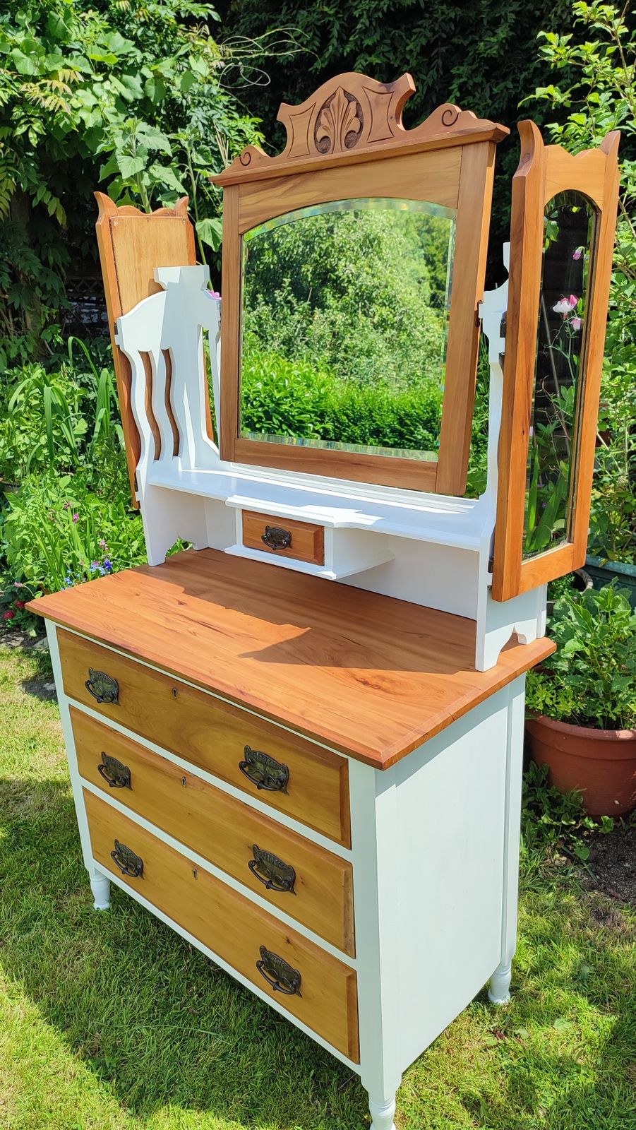 Edwardian Walnut Mirrored Dressing Chest – Fully Restored   Original Handles   Simply Stunning! photo furniture