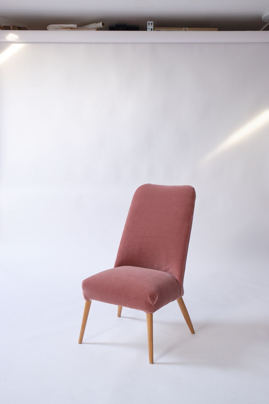 Pink Mohair Velvet Slipper Chair