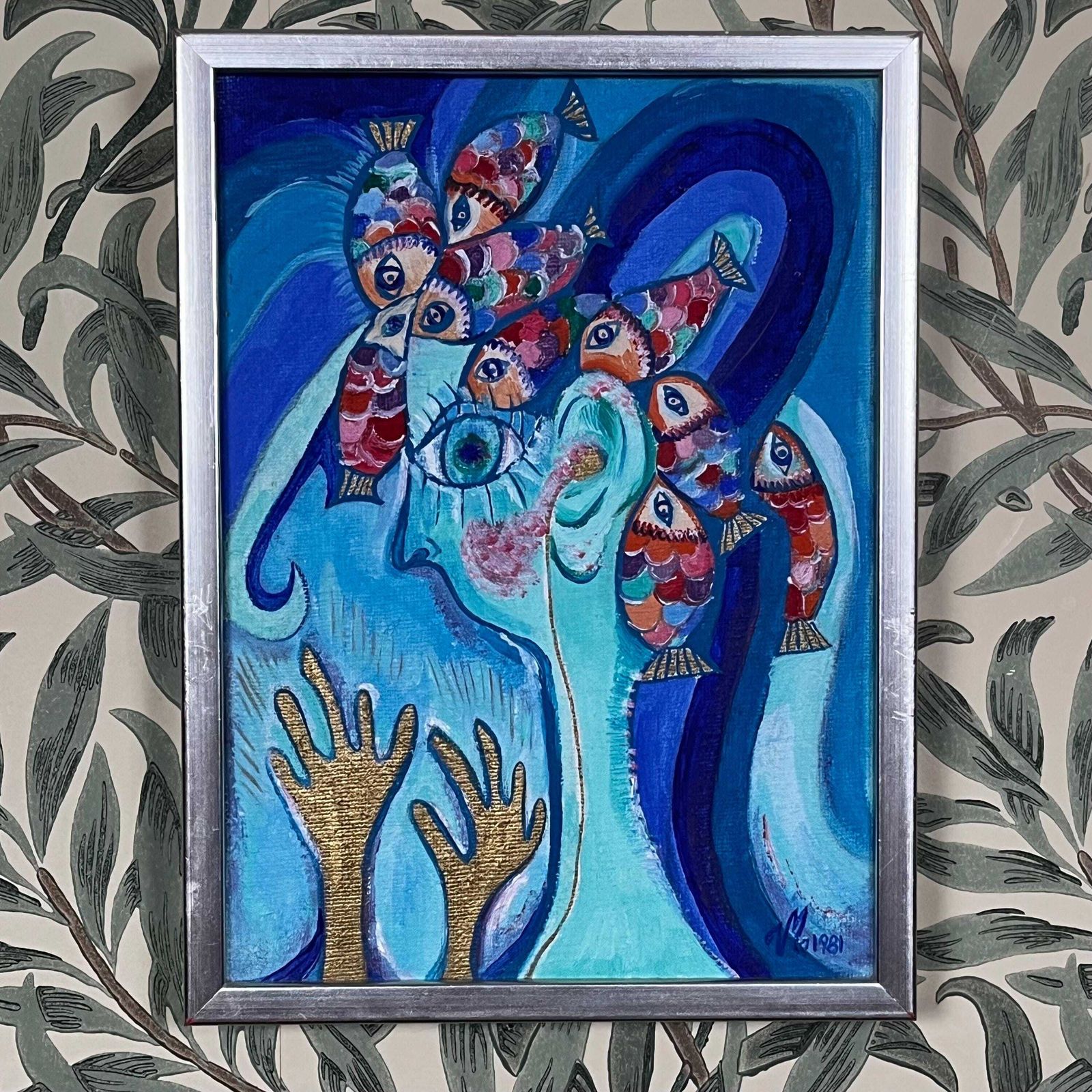 Aqua Anima 1981 – Surreal Symbolist Female Portrait, Signed Vm photo for sale