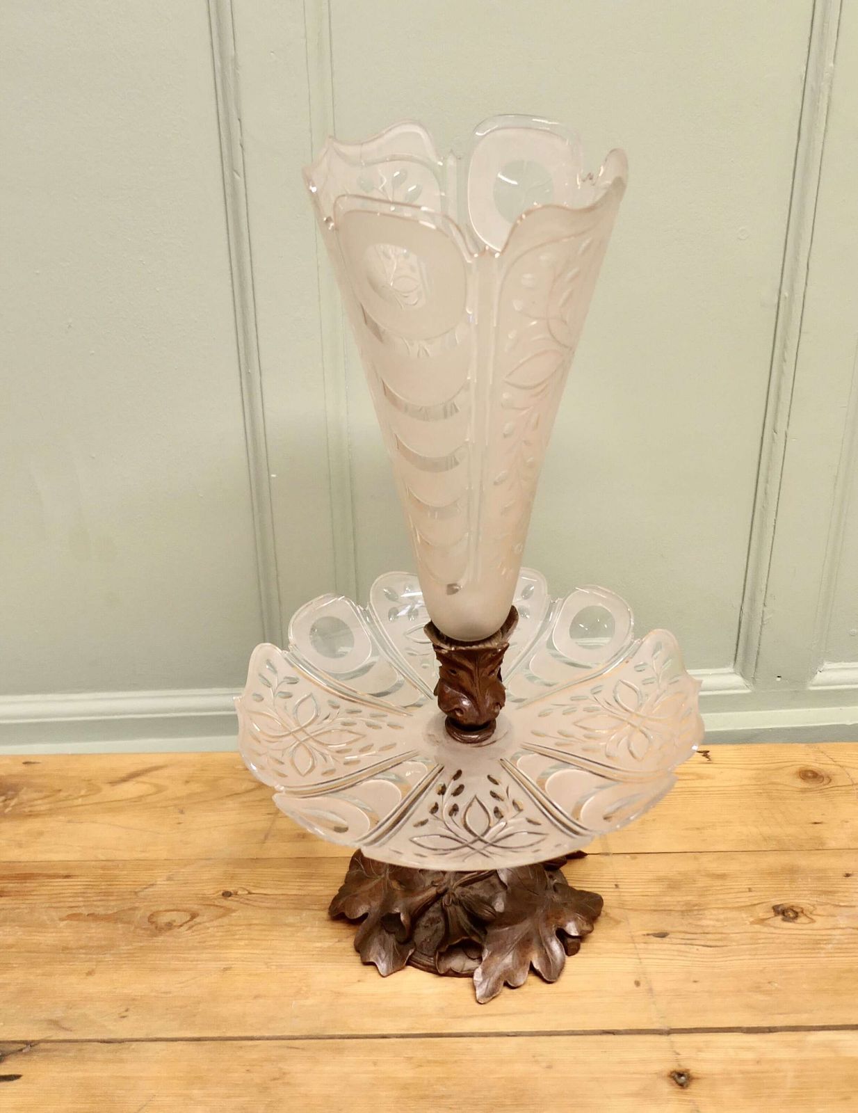 Carved Black Forest And Baccarat Crystal Epergne Centre Piece photo furniture