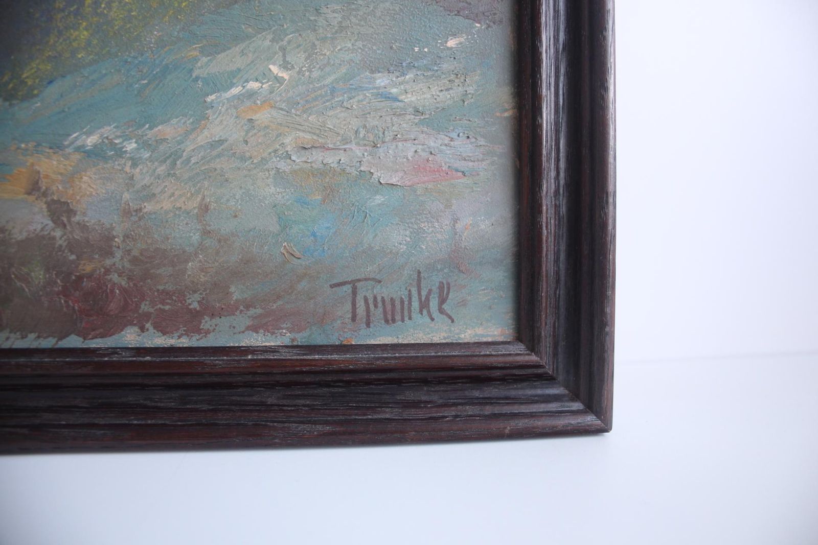 Hand Painted Painting, Oil On Fiberboard, Signed, Czechoslovakia, 1960's. photo 666.0
