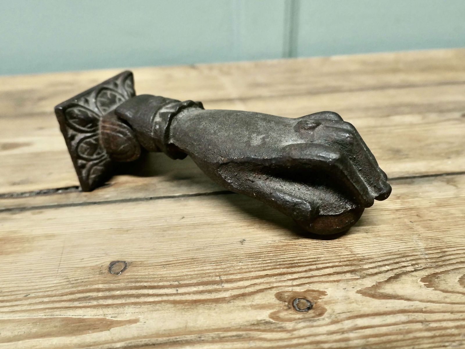 Heavy Iron Door Knocker, A Hand Knocking On The Door photo 594.0